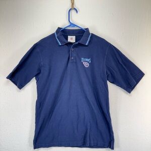Tennessee Titans Polo Shirt Men Medium Blue Embroidered Logo Short Sleeve NFL